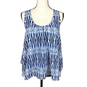 Anthro Meadow Rue Merlin Blue Ikat Layer Tank Top